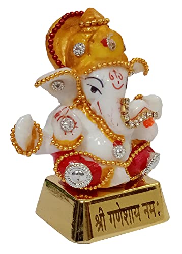 Purpledip Resin Idol Pagdi Ganesha: Glittering Stones Statue (12455), Multicolor, M - Image 2