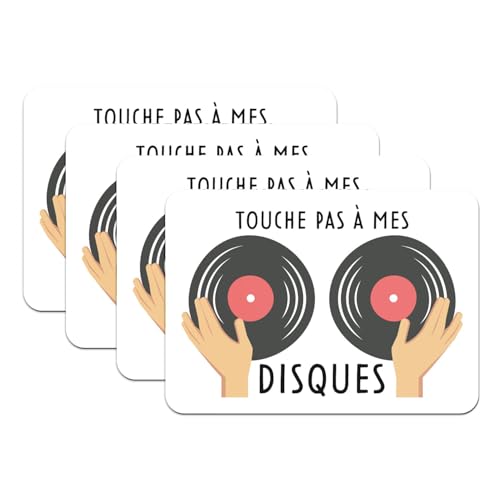 Sets de table vinyle vintage grand format avec base caoutchouc blanc