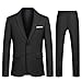 Autsel Traje para Hombre de 2 Piezas de Color Liso con Dos Botones de Trabajo Business Vestido Slim Fit (Blazer + Pantalones) Negro S