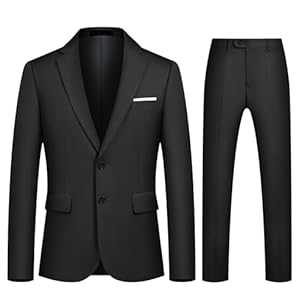 Mens Suits 2 Piece Slim Fit Two Buttons Business Wedding Formal Dinner Tuxedo Classic Suit Blazer Trousers