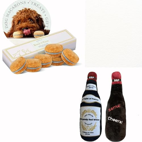 Bonne et Filou Pack 3x6 Macarons para Perros y Juguete de Peluche
