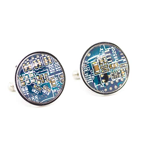 Blue Circuit Board Cufflinks, unique gift for him
