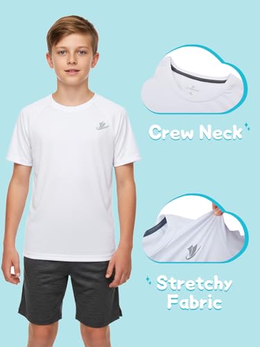 Image of DEVOROPA Youth Boys Compression Shirt Long /Short Sleeve Football Baseball Undershirt Quick Dry Kids Sports Baselayer Crewneck
