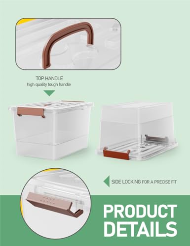 Image of WYT 6 Pack 17qt Clear Plastic Storage Bin with Lid and Latching Buckles, Stackable Tote Organizing Box with Handle
