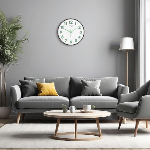 Image of RANDOM Modern 12.75INCH Wall Clock with 3D Radium Numbers, Silent Non-Ticking, Premium Black Frame, Metallic Face, Ultra Clear Glass