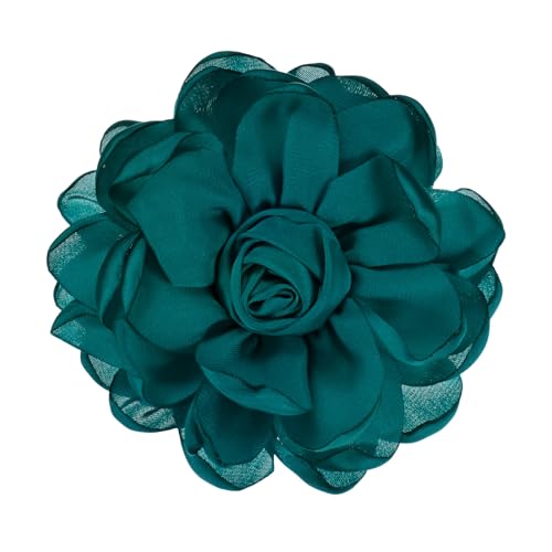 Image of M METERXITY Rose Flower Brooches and Pins for Women, Lapel Pins Dainty Satin Fabric Big Camellia Hair Flowers Clips for Wedding /Parties /Clothes /Jewelry
