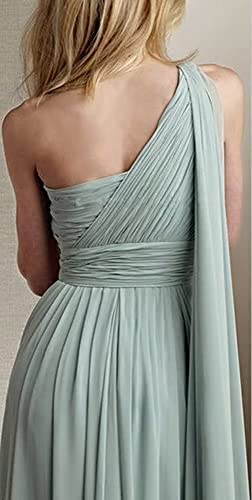 One Shoulder Bridesmaid Dresses Long A Line Formal Evening Gown with Slit4