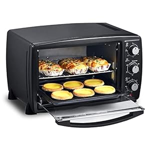 25L zwarte huishoudelijke mini-oven Instelbare temperatuur 0-240 ° C en 60 minuten timing 6 bakmodi Dubbele glazen deur met vork Oven lichtfunctie 1500 W Goederencode: LXJ-83