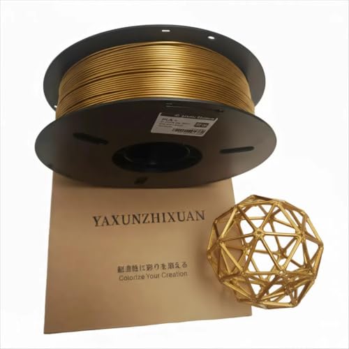 YAXUNZHIXUAN PLA+ 3Dプリンターフィラメント, 1.75mm, 1KGスプール, ゴールド, 造形温度200-220℃金 (金)