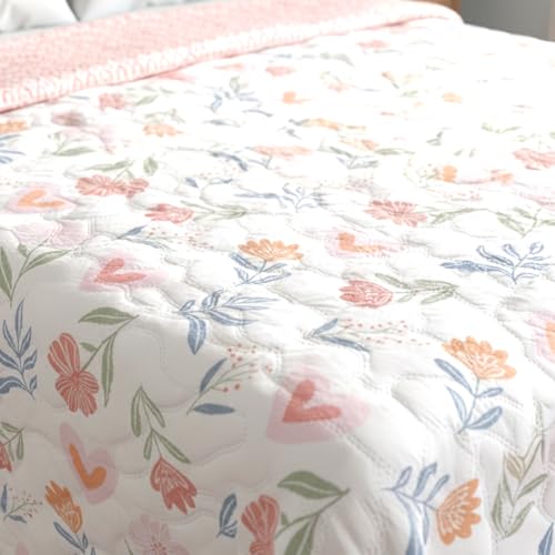 Image of BENAVJI Double Bed Comforter Reversible Soft Microfiber AC Quilt, Floral & Heart Print, All Season Blanket