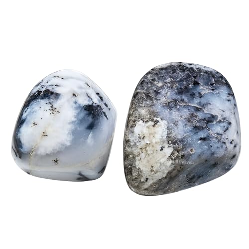 Image of Certified Dendrite Opal Crystal Healing Tumbled Stone, Natural Polished Crystals for DIY Crafts, Manifestation, Meditation, Pooja Feng Shui and Reiki Healing (30 Grams)