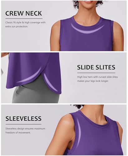 Image of PINSPARK Workout Tank Tops Woman Ice Silk UPF 50+ Athletic Yoga Shirts