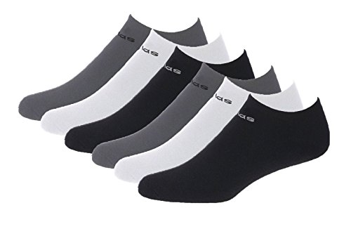 Adidas Women's Superlite No Show Socks (Pack of 6) (Women's Sock size (5-10), Black/White/Grey)