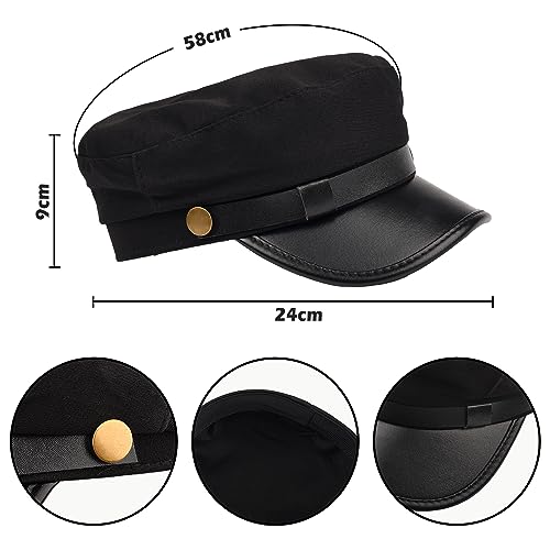 NAUZE Black Chauffeur Hat Limo Driver Hat Taxi Driver Theme Hat for Chauffeur Fancy Dress Festival Costume Accessory(Black) - Image 2
