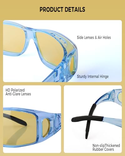 Image of Night Driving Glasses for Men Women Fit Over Sunglasses Anti Glare Polarized HD Night Vision Glasses