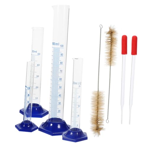 Probeta de vidrio graduada Mikikit con cepillo para química y laboratorios de alta precisión