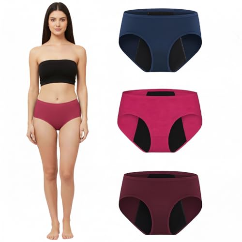 Image of Lazia Period Panty for Women | Heavy Flow Leakproof Reusable Menstrual Womens Panties | Stretchable, Soft, and Secure fit High Absorbent| 2 Years Reusable Pack of 3