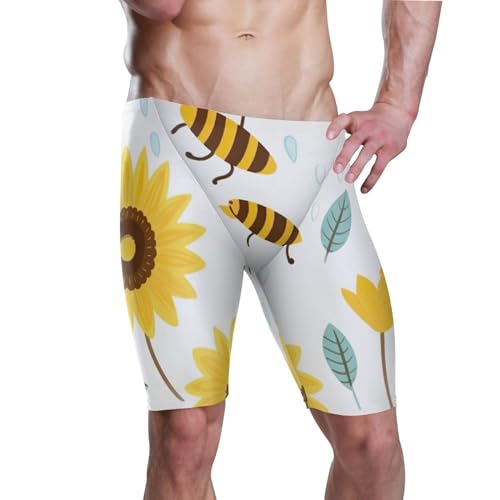 UMIRIKO Sunflower Bee Swim Jammers for Men Athletic Durable S B0401512