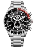Citizen AT2566-88E Eco-Drive - Reloj solar para hombre, cronógrafo, acero inoxidable, 43 mm, 10 ATM