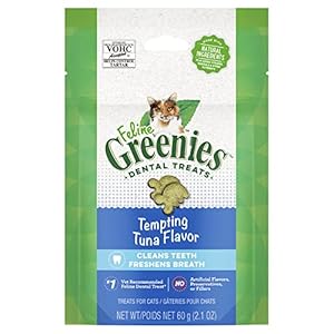 FELINE GREENIES Natural Dental Care Cat Treats Tempting Tuna Flavor, 2.1 oz. Pouch