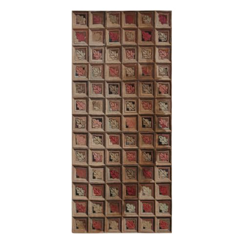 Rug & Kilim Antique Hooked Rug in Brown with Red