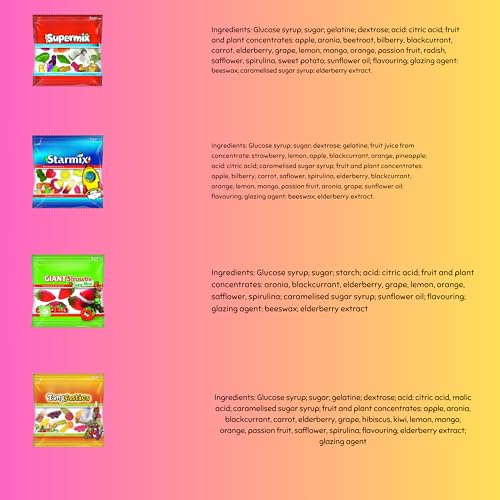 Maoam, Starmix, Tangfastics, Giant Strawberries, Supermix 70 Pieces Sweets Gift Box | Sour, Fizzy, Chewy, Jelly & Gummy Sweets Multipack Sweets Hamper | Thank You, Birthday Gifts Box - Image 4