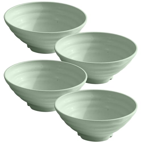 Image of Wheat Straw Salad Bowls Set (900ml) - Large Microwave Safe, Unbreakable & Stackable Bowls for Salad, Pasta, Soup, Ramen - BPA-Free, Eco-Friendly, Lightweight Serving Bowls for Kitchen (4, Green)