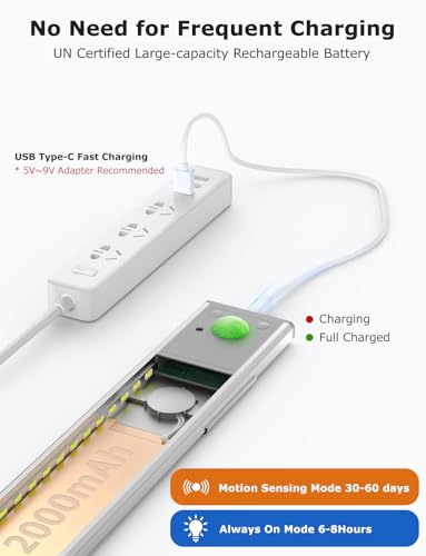 56LED-Under-Cabinet-Lighting-Wireless-wRemote-118-Motion-Sensor-Light-Indoor-Rechargeable-Under-Cabinet-Lights-Magnetic-Closet-Lights-Battery-Operated-Under-Counter-Lights-for-Kitchen-4