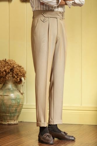 Men's Slim Fit Dress Pants Regular Fit Flat Front Suit Pants Stylish Long Trousers2