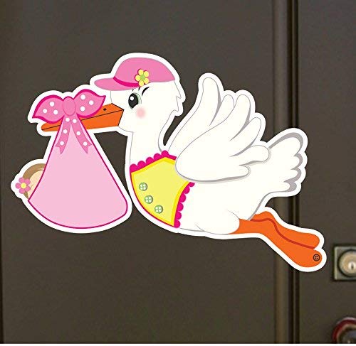 It's A Girl Stork Door Sign, Welcome Home Newborn Announcement Hanger, Shower Party Oh Baby Art Decoration, New Birth Arrival Card, Special Delivery Hospital Wreath, Nursery Pink Decor, Keepsake Gift #TOP1