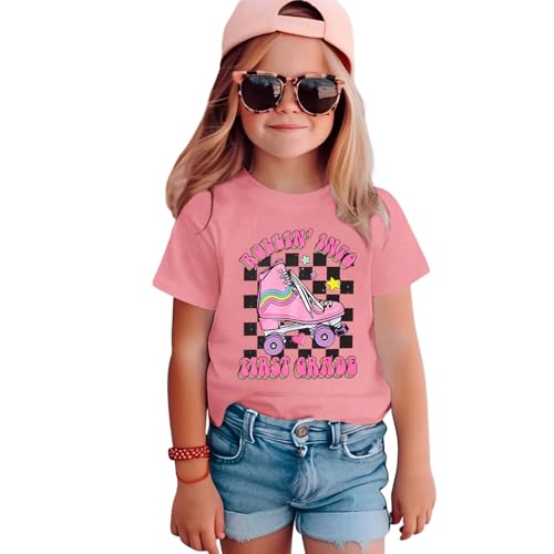Image of SOFEON First Day of School Shirt for Girls Rollin' Into 1st /2nd /3rd Grade T-Shirt Back to School Skating Graphic Tees Tops