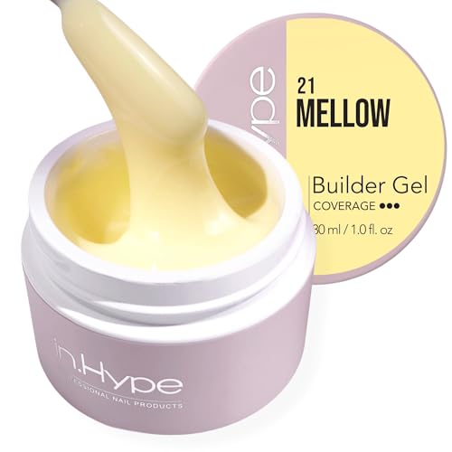 IN.HYPE UV/LED Professional Hard/Builder Gel for Nail Extension/Strengthening/Overlays File Off Buttery Yellow Mellow #21