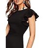 Floerns Women's V Back Inslace Layered Ruffle Hem Flutter Sleeve Dress Black M