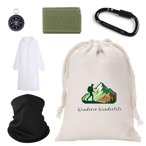 Pratici accessori da escursionismo da uomo: il set di accessori funzionali da escursionismo da uomo, come la robusta bussola e il versatile poncho impermeabile, sono ideali per le attività all'aria aperta più impegnative.