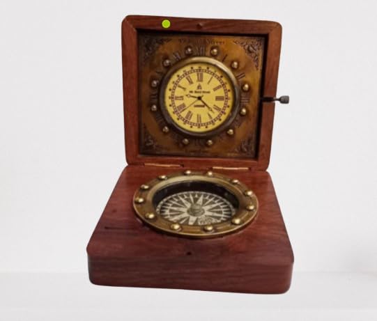 Bussola cardanica in ottone con scatola di legno personalizzata nautica marinaio campeggio escursionismo regalo