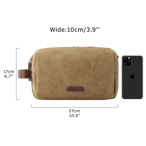 Image of Toiletry Bag for Men, BAGSMART Travel Shaving Dopp Kit Water-resistant Toiletry Organizer for Travel Accessories, Khaki