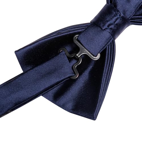 Image of Solid Color Bow Ties for Men Silk Pre-tied Tuxedo Bowtie Set 4PCS | Pre-tied in 3 seconds,adjustable 4PCS bow tie and pocket square cufflinks lapel pin set,wedding,formal,party,prom,graduation