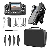 ikaufen E88 Drone with Built-in screen control, Camera for Adults RC Drone With 720P HD Dual Camera WiFi FPV Foldable Quadcopter Aircraft +1 Battery (E88 Dual camera Black)