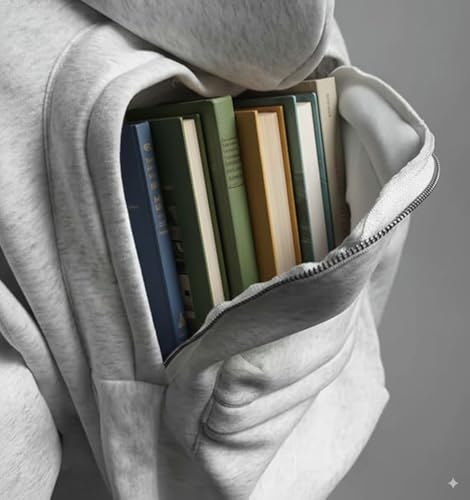 Backpack Hoodie with Built-in Book Bag, Zipper Pocket Travel Sweatshirt Jacket for Men & Women4