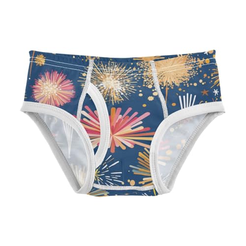 KLL Colorful Fireworks Illustration Boys Toddler Cotton Boxer Briefs Cute Children Undies