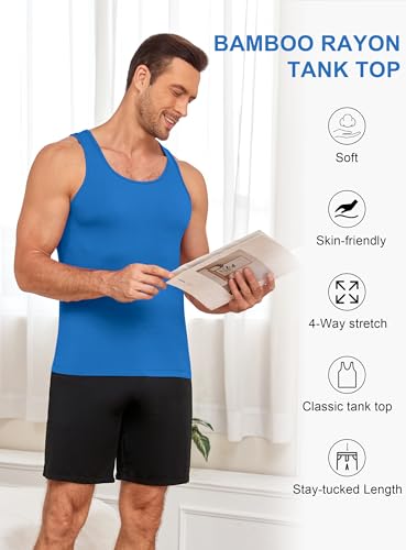 EA'S SECRET 3er Pack Bambus Unterhemd Herren Tank top Unterhemden Classic Rundhalsausschnitt Tank Top Herren Weich Shirts(3F,XL) – Ansicht 2