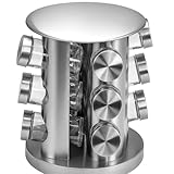 Porta Temperos Giratório Inox com 12 Potes de Vidro Organizadores de Condimentos Cozinha