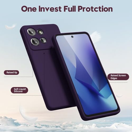 Image of DIZORO Microfiber Candy Case for Motorola Edge 60 Stylus 5G Smooth Touch Cushion Liquid Soft Silicone Gel Rubber Phone Cases Non-Slip Full Body Protective Shockproof Back Cover- Deep Purple