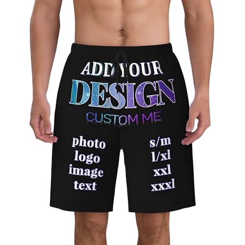 Custom Men's Swim Trunks with Photo Image Text Personalized Mesh Lining Beach Board Short Quick Dry Swimwear Swimming Shorts