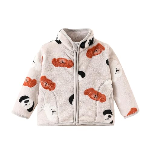 Kids Dog Printed Fleece Jacket Toddler Baby Boys Girls Coats Winter Warm Sherpa Lining Outerwear Soft Lightweight