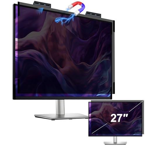 Hoktods 2 Pack Magnetic Hanging Computer Privacy Screen Filter for 27 Inch, Removable Privacy Shield for 16:9 Widescreen Monitor, Eye Protection Blue Light Filter