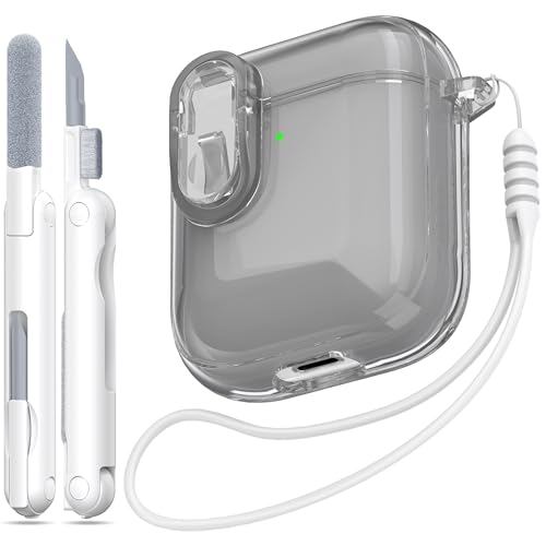 Image of for Airpod Case with Cleaner Kit, Crystal Clear Cover | Highly Transparent Anti-Yellowing TPU,Shockproof,Scratch-Resistant,Travel-Ready Keychain Cover for Work,Gym,Clear Black