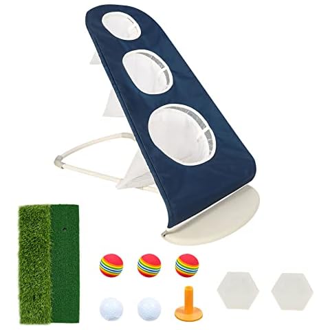 Lineslife Golf Chipping Net, Golf Game Practice Net,Target Training Aids with Turf Hitting Mat,Portable Collapsible Golf Corhole Game for Backyard, Indoor, Outdoor Cover