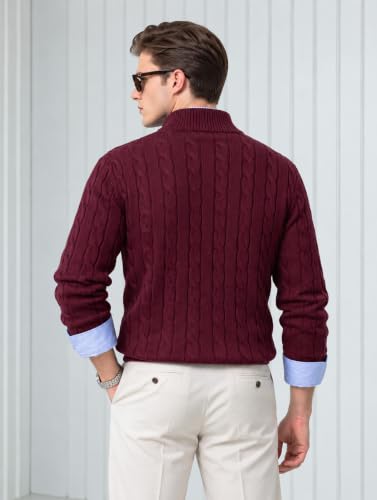 Buy LOQUE Men Cable Knit High Neck Sweater For Men Half Zipper Sweater For Man at Amazon.in - Image 5