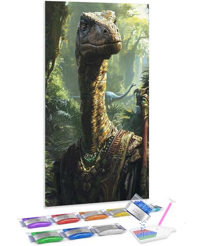Punto de cruz diamante de dinosaurios Jumpdot, gran manualidad de 70x40 cm para decorar tu cuarto